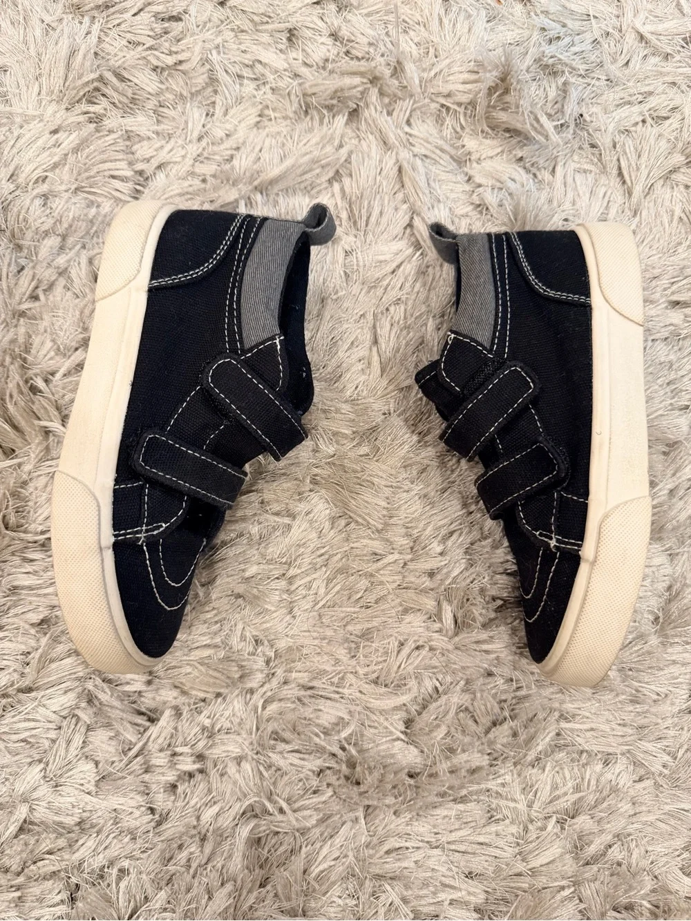 Kids Black Canvas Velcro Sneakers